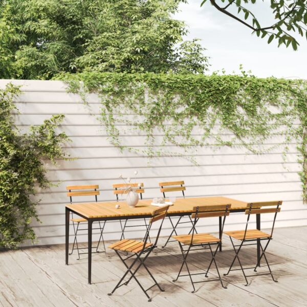 vidaXL Folding Patio Chairs 6 pcs Steel and Solid Wood Acacia