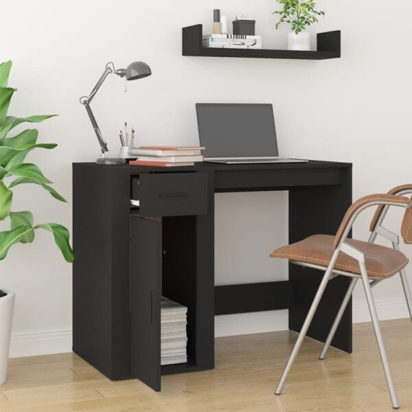 vidaXL Desk Black 39.4"x19.3"x29.5" Engineered Wood - Image 3