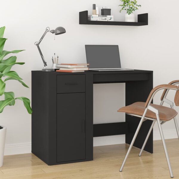 vidaXL Desk Black 39.4"x19.3"x29.5" Engineered Wood