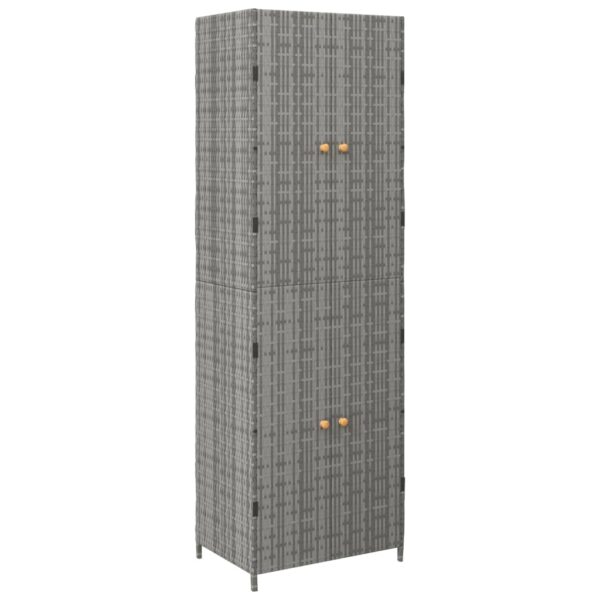 vidaXL Garden Storage Cabinet Gray 23.2"x15.7"x70.9" Poly Rattan - Image 2