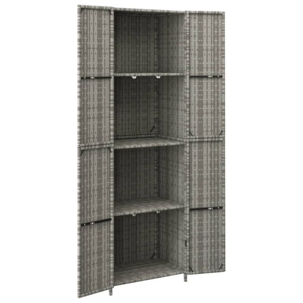 vidaXL Garden Storage Cabinet Gray 23.2"x15.7"x70.9" Poly Rattan - Image 3