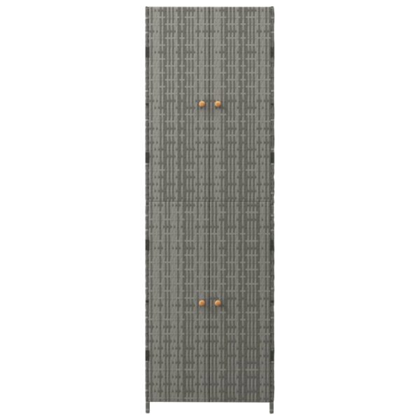 vidaXL Garden Storage Cabinet Gray 23.2"x15.7"x70.9" Poly Rattan - Image 4