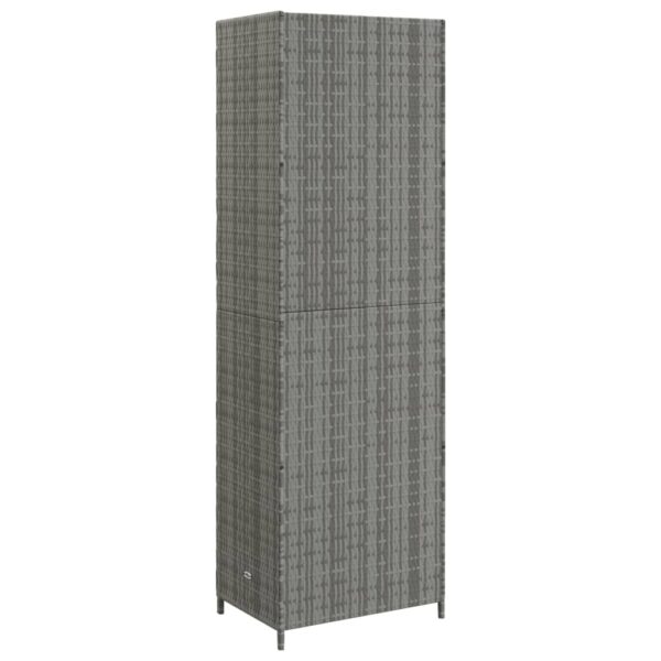 vidaXL Garden Storage Cabinet Gray 23.2"x15.7"x70.9" Poly Rattan - Image 6