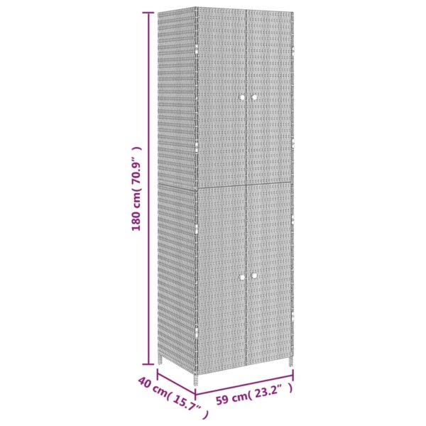 vidaXL Garden Storage Cabinet Gray 23.2"x15.7"x70.9" Poly Rattan - Image 8