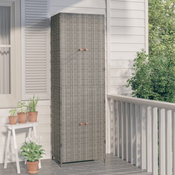 vidaXL Garden Storage Cabinet Gray 23.2"x15.7"x70.9" Poly Rattan