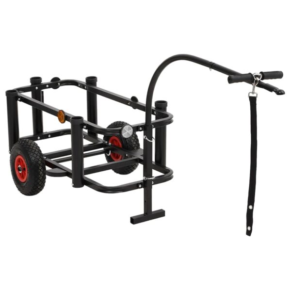 vidaXL Fishing Trolley Black Steel - Image 2