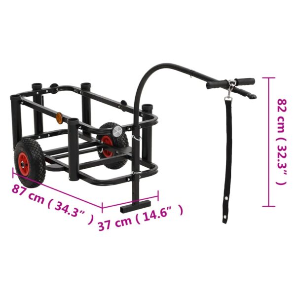 vidaXL Fishing Trolley Black Steel - Image 9