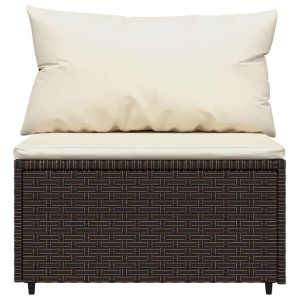 vidaXL Patio Middle Sofa with Cushions Brown Poly Rattan - Image 3