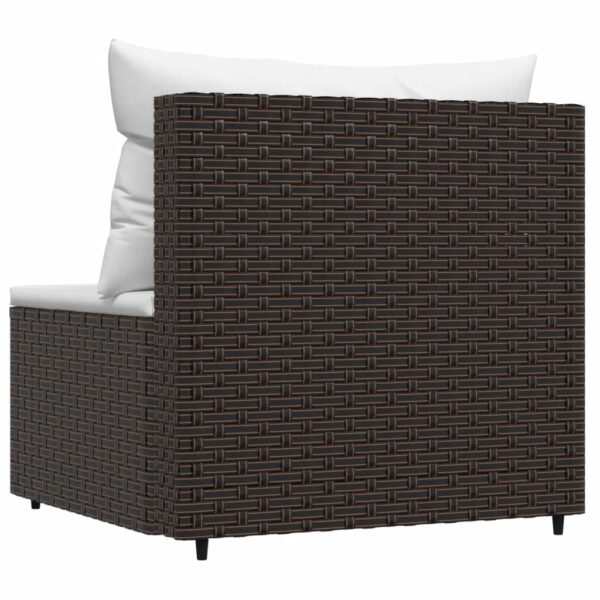 vidaXL Patio Middle Sofa with Cushions Brown Poly Rattan - Image 4