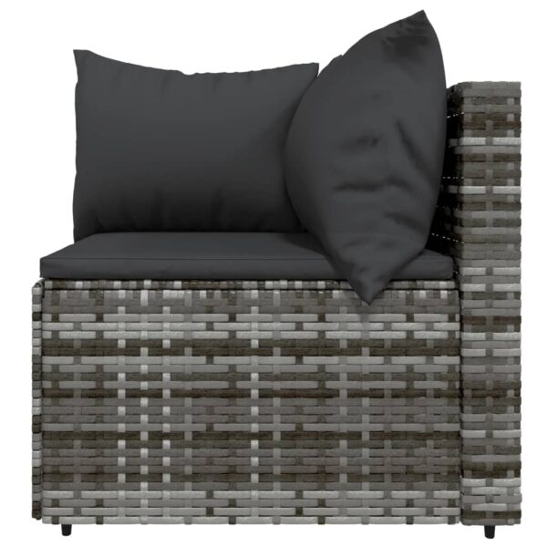 vidaXL 3 Piece Patio Lounge Set with Cushions Gray Poly Rattan - Image 5