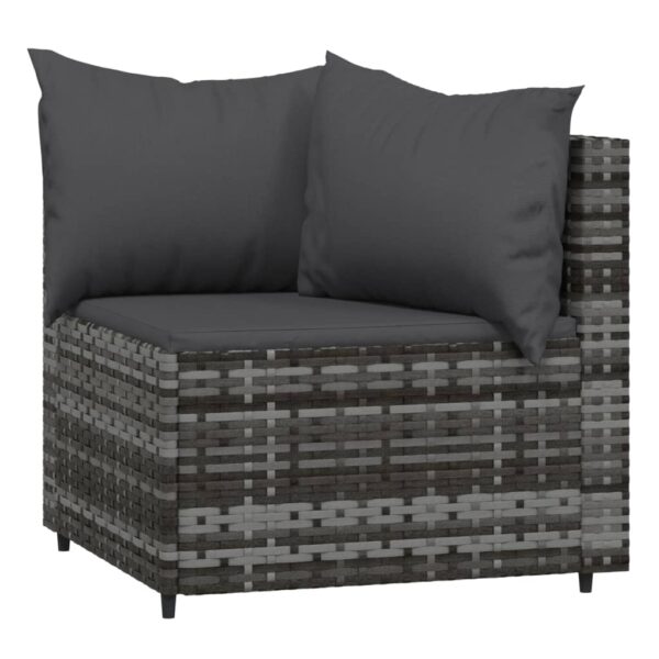 vidaXL 3 Piece Patio Lounge Set with Cushions Gray Poly Rattan - Image 4