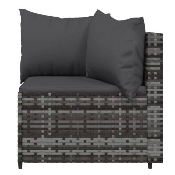 vidaXL 3 Piece Patio Lounge Set with Cushions Gray Poly Rattan - Image 5