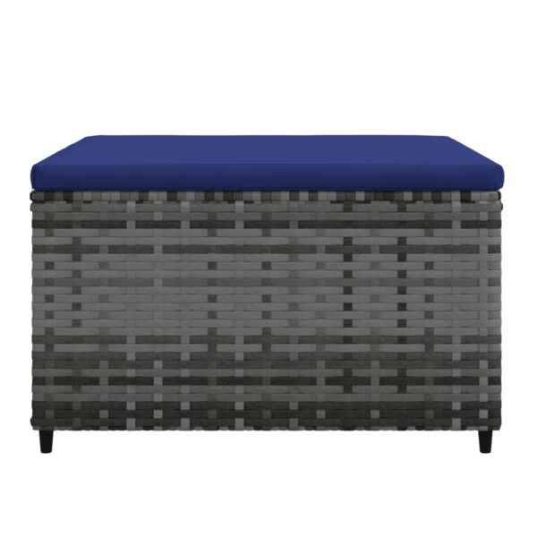 vidaXL Patio Footrest with Cushion Gray Poly Rattan - Image 3