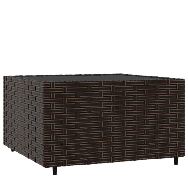 vidaXL Square Patio Coffee Table Brown 19.7"x19.7"x11.8" Poly Rattan - Image 2