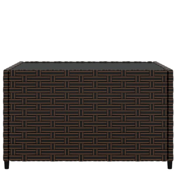 vidaXL Square Patio Coffee Table Brown 19.7"x19.7"x11.8" Poly Rattan - Image 3