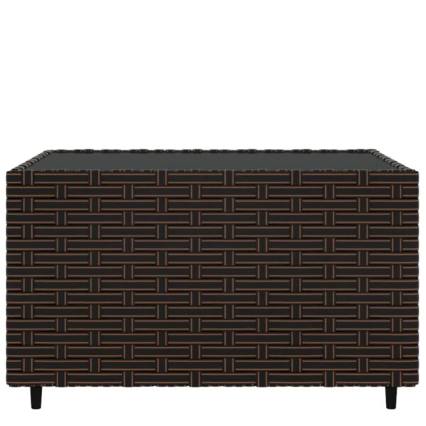 vidaXL Square Patio Coffee Table Brown 19.7"x19.7"x11.8" Poly Rattan - Image 4