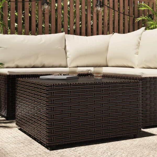 vidaXL Square Patio Coffee Table Brown 19.7"x19.7"x11.8" Poly Rattan