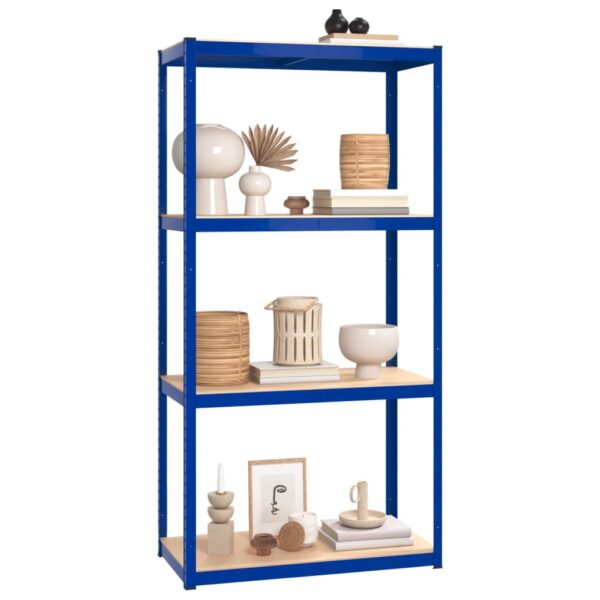 vidaXL 4-Layer Shelves 3 pcs Blue Steel&Engineered Wood - Image 3