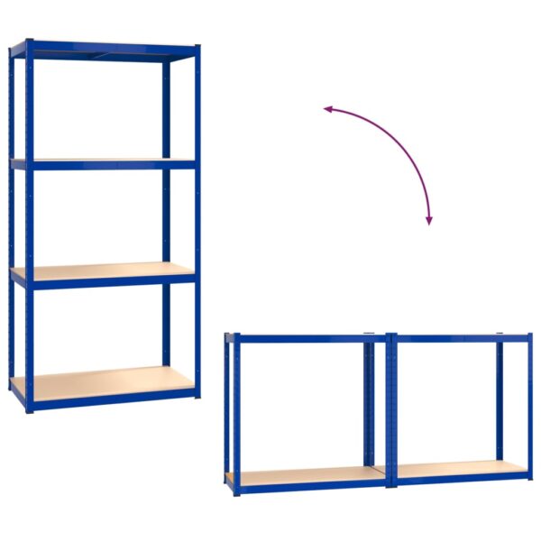 vidaXL 4-Layer Shelves 3 pcs Blue Steel&Engineered Wood - Image 9