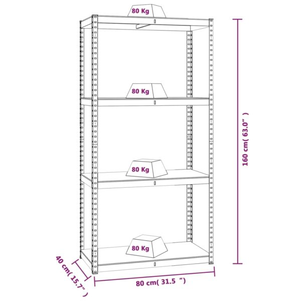 vidaXL 4-Layer Shelves 3 pcs Blue Steel&Engineered Wood - Image 10