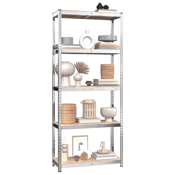 vidaXL 5-Layer Shelves 4 pcs Silver Steel&Engineered Wood - Image 3