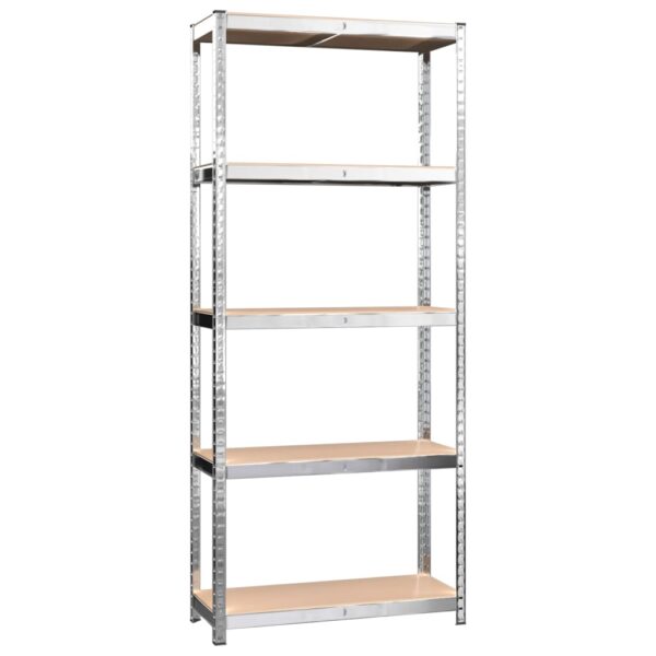 vidaXL 5-Layer Shelves 4 pcs Silver Steel&Engineered Wood - Image 4