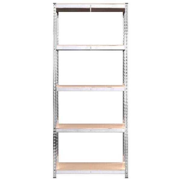 vidaXL 5-Layer Shelves 4 pcs Silver Steel&Engineered Wood - Image 5