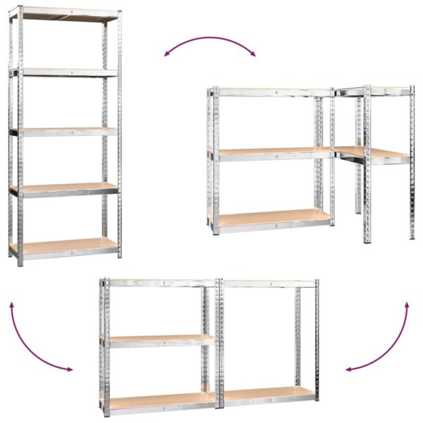 vidaXL 5-Layer Shelves 4 pcs Silver Steel&Engineered Wood - Image 7