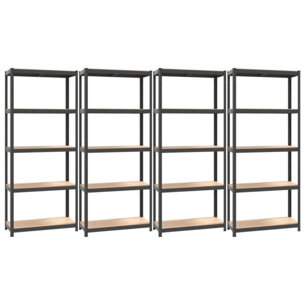 vidaXL 5-Layer Shelves 4 pcs Anthracite Steel&Engineered Wood - Image 2