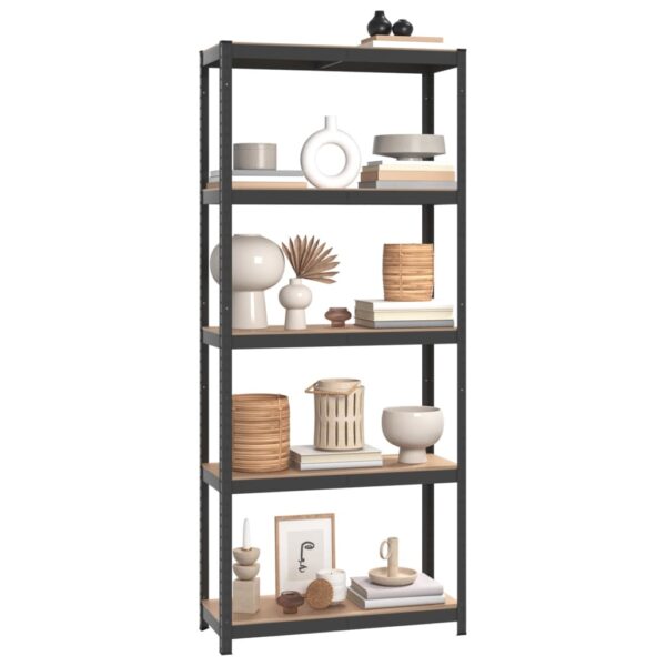 vidaXL 5-Layer Shelves 4 pcs Anthracite Steel&Engineered Wood - Image 3