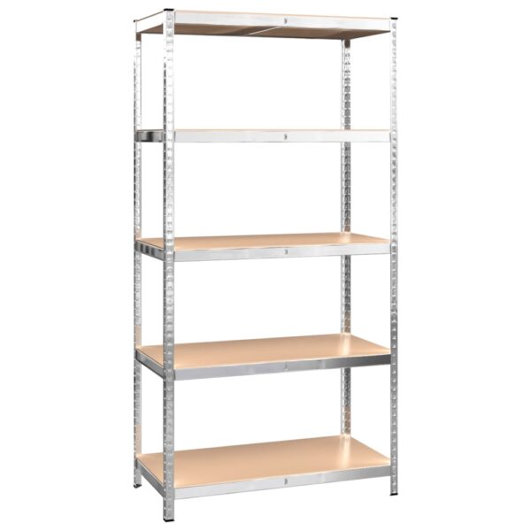 vidaXL 5-Layer Shelves 3 pcs Silver Steel&Engineered Wood - Image 5