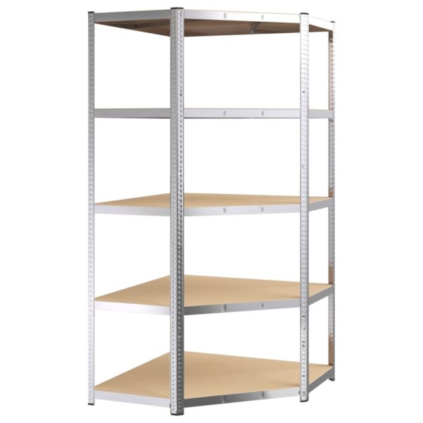 vidaXL 5-Layer Shelves 3 pcs Silver Steel&Engineered Wood - Image 7