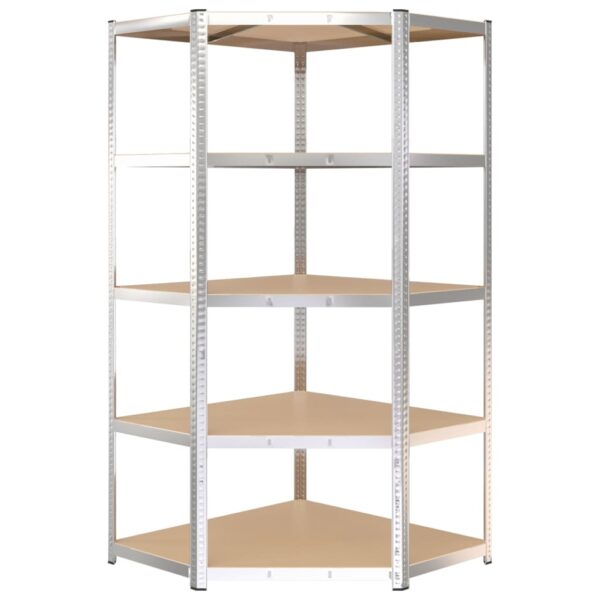 vidaXL 5-Layer Shelves 3 pcs Silver Steel&Engineered Wood - Image 8