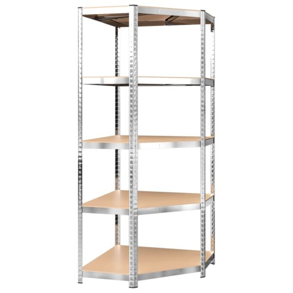 vidaXL 5-Layer Shelves 3 pcs Silver Steel&Engineered Wood - Image 7