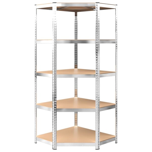 vidaXL 5-Layer Shelves 3 pcs Silver Steel&Engineered Wood - Image 8