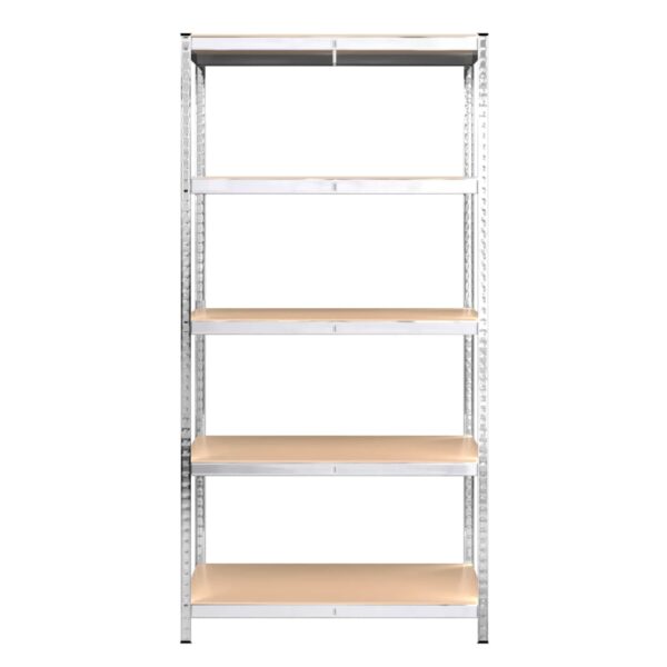 vidaXL 5-Layer Heavy-duty Shelves 2 pcs Silver Steel&Engineered Wood - Image 6