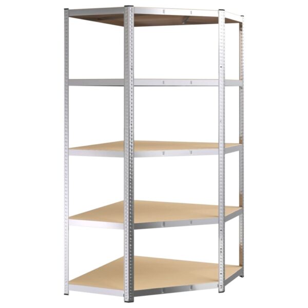 vidaXL 5-Layer Heavy-duty Shelves 2 pcs Silver Steel&Engineered Wood - Image 7