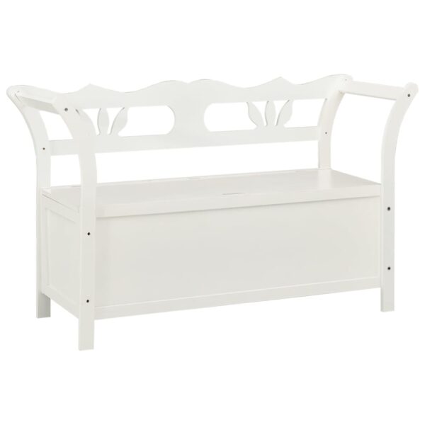 vidaXL Bench White 42.1"x17.7"x29.7" Solid Wood Fir - Image 2