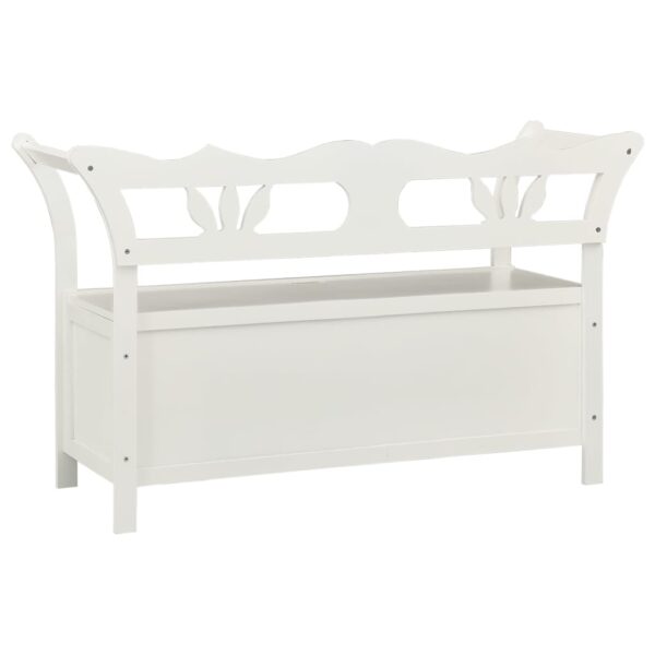 vidaXL Bench White 42.1"x17.7"x29.7" Solid Wood Fir - Image 5