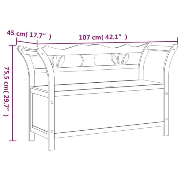 vidaXL Bench Black 42.1"x17.7"x29.7" Solid Wood Fir - Image 9