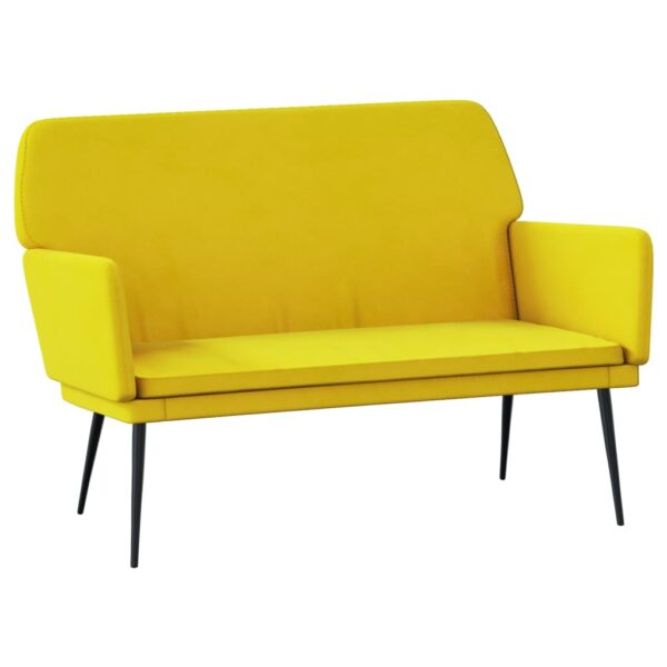 vidaXL Bench Yellow 42.5"x31.1"x31.1" Velvet - Image 2