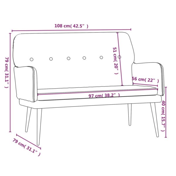 vidaXL Bench Light Gray 42.5"x31.1"x31.1" Velvet - Image 8