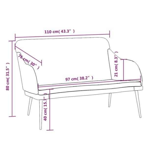 vidaXL Bench Light Gray 43.3"x29.9"x31.5" Velvet - Image 8