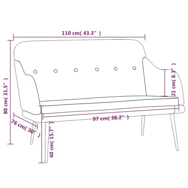 vidaXL Bench Dark Gray 43.3"x29.9"x31.5" Fabric - Image 8