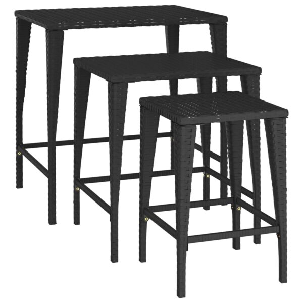 vidaXL Nesting Tables 3 pcs Black Poly Rattan - Image 5