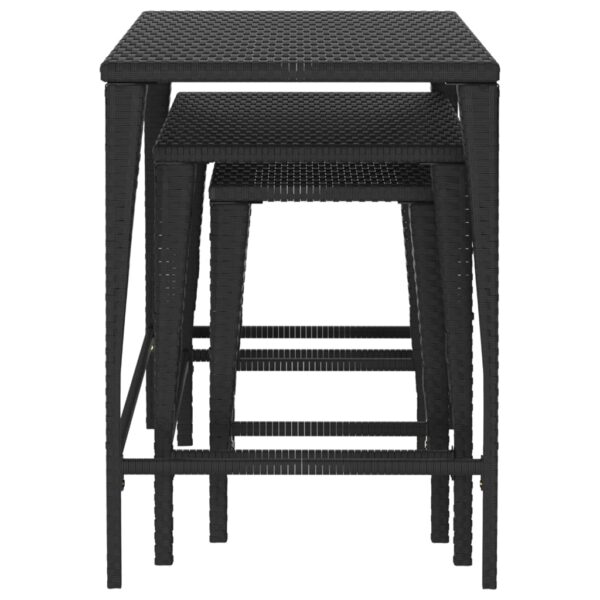 vidaXL Nesting Tables 3 pcs Black Poly Rattan - Image 6