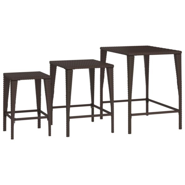 vidaXL Nesting Tables 3 pcs Brown Poly Rattan - Image 4