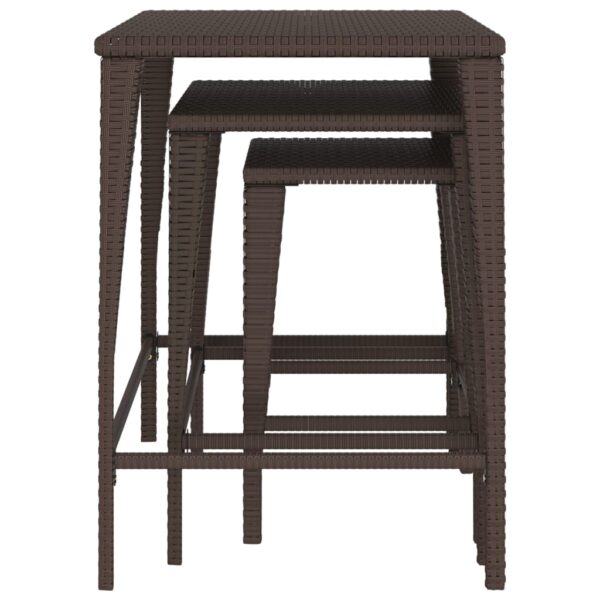 vidaXL Nesting Tables 3 pcs Brown Poly Rattan - Image 6