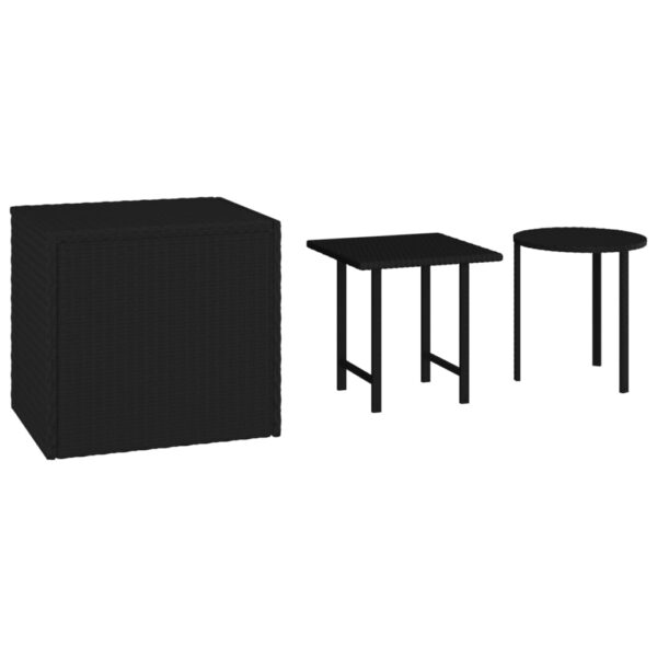 vidaXL Side Tables 3 pcs Black Poly Rattan - Image 2