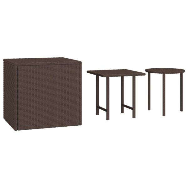 vidaXL Side Tables 3 pcs Brown Poly Rattan - Image 2